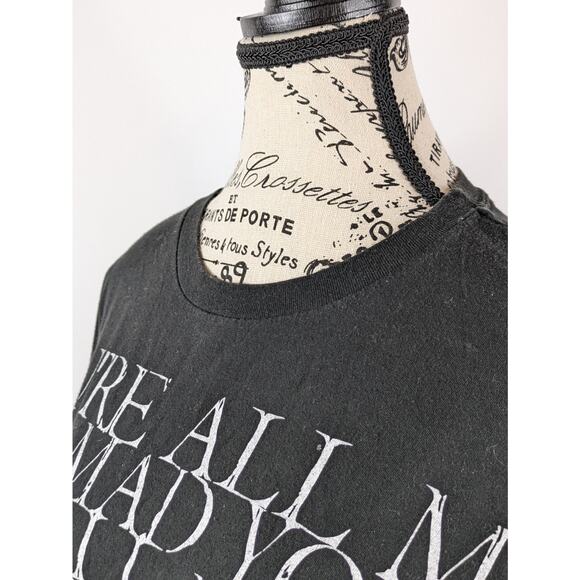 Alice In Wonderland Women's XL T-Shirt Disney You're All Mad Here Top Black Tee - Picture 5 of 7